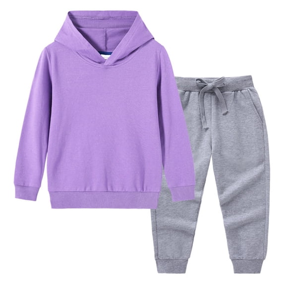 Lenpel Toddler Baby Clothes Unisex Boys Girls Long Sleeve Pullover Hooded Sweatshirt Sweatpants 2 PCs Fall Outfits