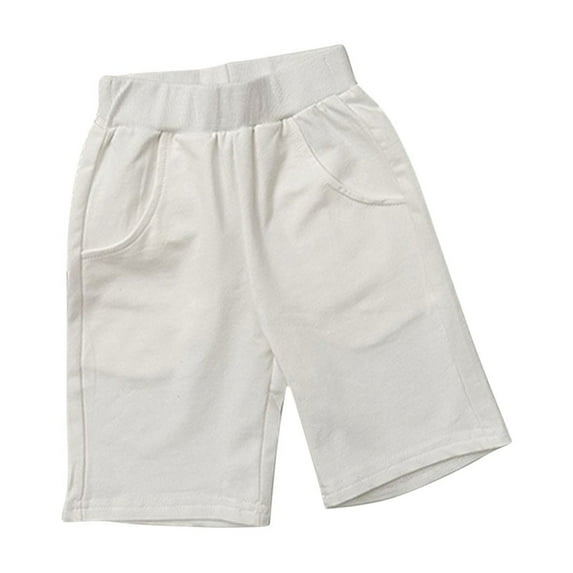 Lenpel Toddler Baby Cotton Shorts Girls Boys Solid Color Elastic Waist Pull on Athletic Sweat Shorts Casual Summer Shorts