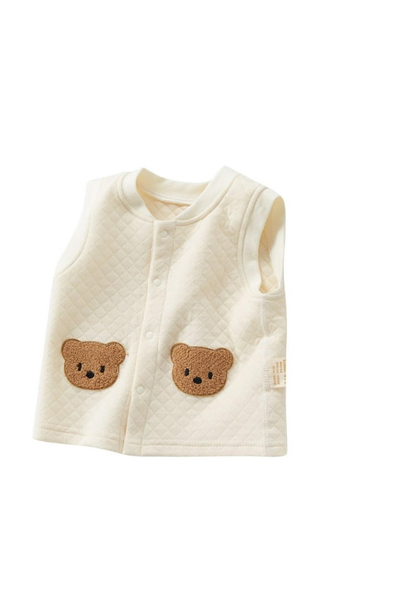 Toddler Baby Cotton Vest Unisex Newborn Cute Warm Sleeveless Jacket Infant Fall Winter Waistcoat 3 M-3 Y