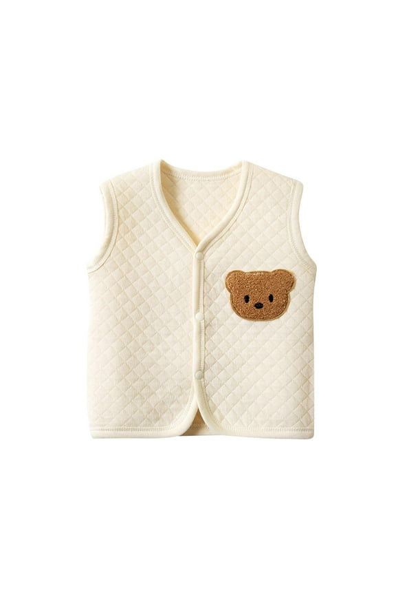 Toddler Baby Cotton Vest Unisex Newborn Cute Warm Sleeveless Jacket Infant Fall Winter Waistcoat 3 M-3 Y