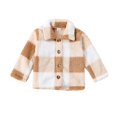 thumbnail image 1 of Lenpel Toddler Baby Fleece Jacket Long Sleeve Button down Lapel Thick Warm Plaid Fuzzy Coat Fall Winter Outwear, 1 of 7