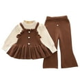 thumbnail image 1 of Lenpel Toddler Baby Girl Clothes Fall Winter Knitted Long Sleeve Ruffle Sweaters Flare Pants 2 PCs warm Clothing Set, 1 of 2