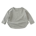 thumbnail image 1 of Lenpel Toddler Baby Girls Boys' Shirts Long Sleeve Crew Neck Solid Color Casual Basic Tee Tops Soft Cotton T-Shirts, 1 of 2
