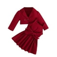 thumbnail image 1 of Lenpel Toddler Baby Girls' Clothes Newborn Infant Long Sleeve Lapel Jacket Strap Dress with Belt 2 Pcs Fall Outfits, 1 of 6