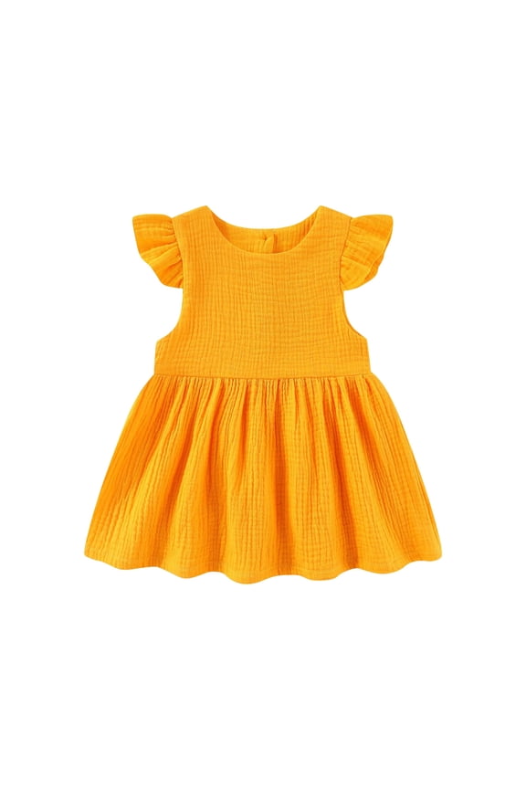 Toddler Baby Girls' Dresses Newborn Infant Ruffle Sleeveless Crew Neck A-Line Casual Dress Summer Beach Sundress 3 M-4 Y