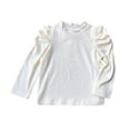 thumbnail image 1 of Lenpel Toddler Baby Girls' Fall Outfits Crew Neck Soft Cotton Long Sleeve Ruffle T Shirt Solid Casual Tops, 1 of 7