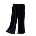 thumbnail image 1 of Lenpel Toddler Baby Girls' Flare Pants Ribbed Elastic Waist Ruffle Bell Bottom Leggings Bootcut Casual Trousers with Pockets, 1 of 5