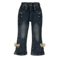 thumbnail image 1 of Lenpel Toddler Baby Girls' Jeans Casual Elastic Wait Stretchy Bell Bottom Denim Pants Pull on Flared Trousers, 1 of 2