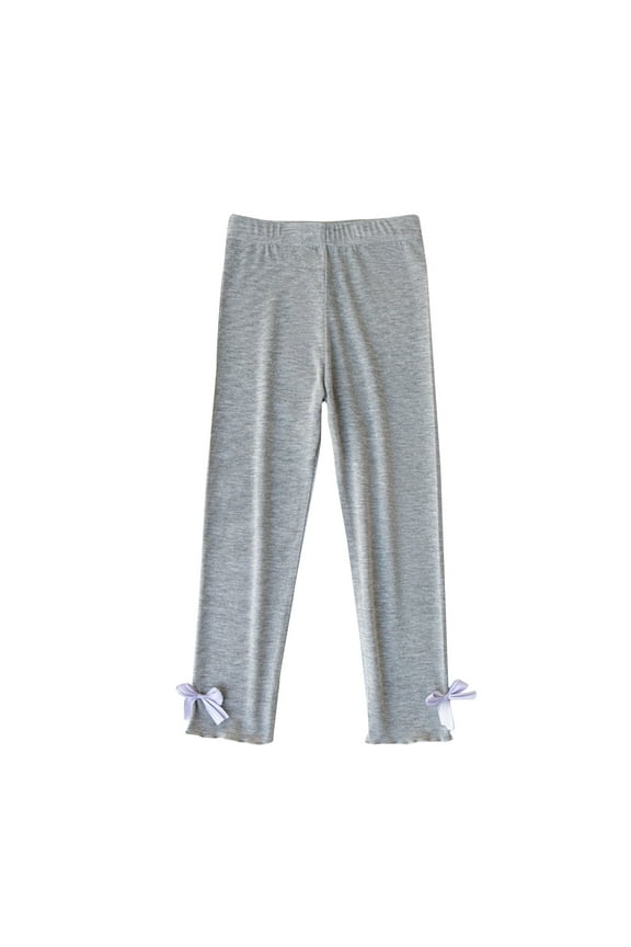 Toddler Baby Girls' Leggings Cotton Ankle Length Slim Stretchy Pants Solid Footless Tights with Bow