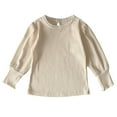 thumbnail image 1 of Lenpel Toddler Baby Girls' Long Sleeve Shirts Ribbed Long Sleeve Crew Neck Basic Ruffle Tops Soft Casual Blouses, 1 of 3