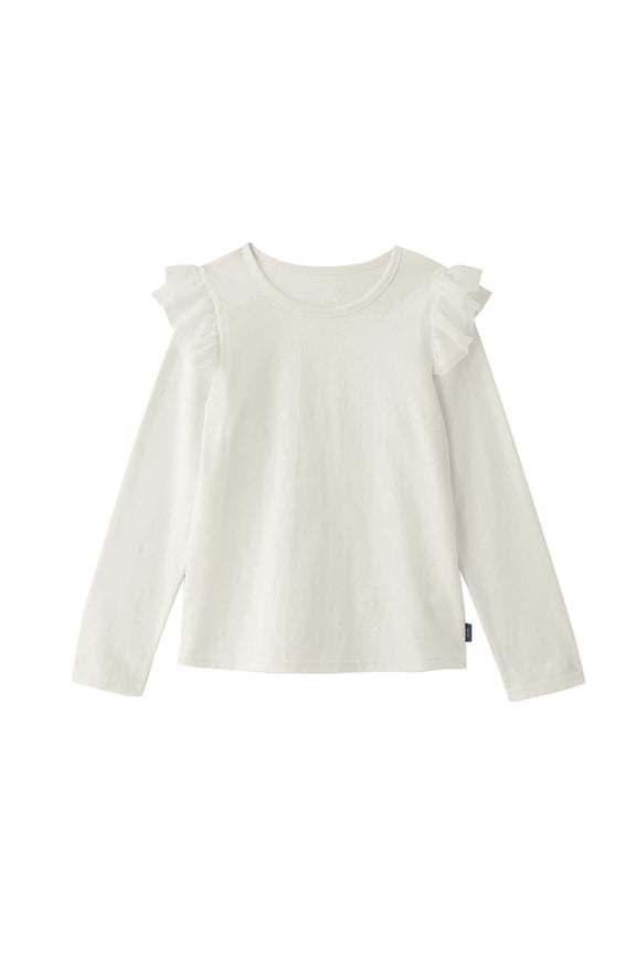 Toddler Baby Girls' Shirts Ruffle Long Sleeve Crew Neck Cotton Solid Casual Tops Infant Spring Fall Blouses