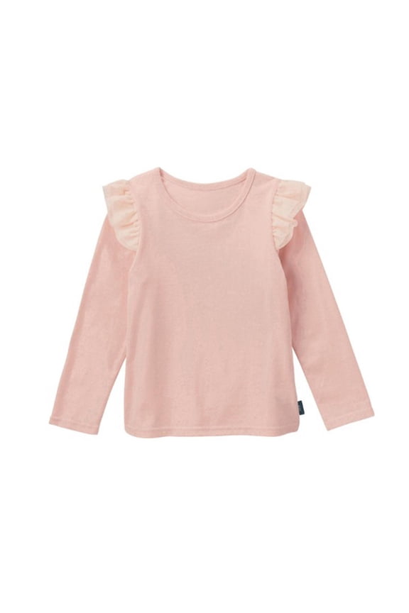 Toddler Baby Girls' Shirts Ruffle Long Sleeve Crew Neck Cotton Solid Casual Tops Infant Spring Fall Blouses