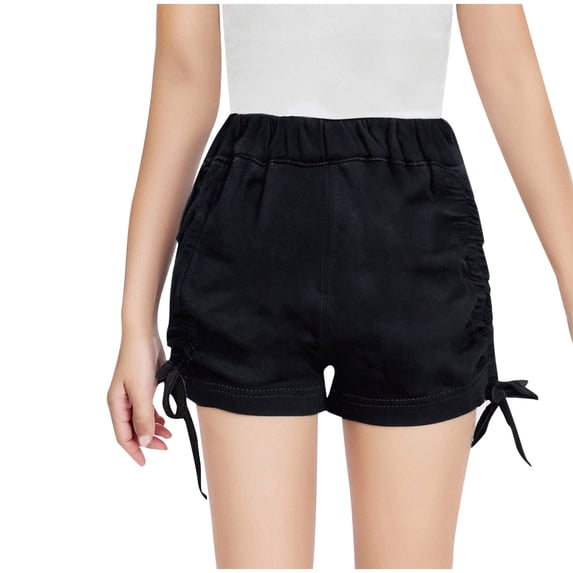 Lenpel Toddler Baby Girls' Shorts Cotton Elastic Waist Side Drawstring Pull on Shorts Summer Casual Athletic Shorts 1-10 Y