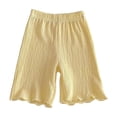 thumbnail image 1 of Lenpel Toddler Baby Girls' Shorts Solid Color Elastic Waist Ruffle Hem Textured Shorts Casual Summer Shorts 2-9 Y, 1 of 5