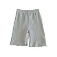 thumbnail image 1 of Lenpel Toddler Baby Girls' Shorts Solid Color Elastic Waist Ruffle Hem Textured Shorts Casual Summer Shorts 2-9 Y, 1 of 5