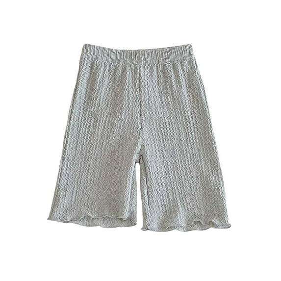 Lenpel Toddler Baby Girls' Shorts Solid Color Elastic Waist Ruffle Hem Textured Shorts Casual Summer Shorts 2-9 Y