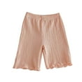 thumbnail image 1 of Lenpel Toddler Baby Girls' Shorts Solid Color Elastic Waist Ruffle Hem Textured Shorts Casual Summer Shorts 2-9 Y, 1 of 5