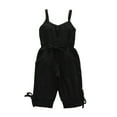thumbnail image 1 of Lenpel Toddler Baby Girls' Sleeveless Jumpsuits Soft Cotton Spaghetti Strap Tie Waist Cami Rompers Active Overalls with Pockets 1-6 Y, 1 of 3