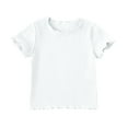 thumbnail image 1 of Lenpel Toddler Baby Girls' T-Shirts Ruffle Crew Neck Short Sleeve Solid Color Ribbed Tee Tops Summer Casual Blouses, 1 of 4