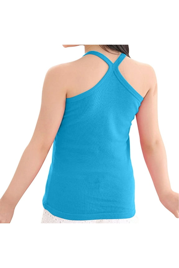 Toddler Baby Girls' Tank Tops Cotton Spaghetti Strap Scoop Neck Sleeveless T-Shirts Newborn Infant Summer Vests