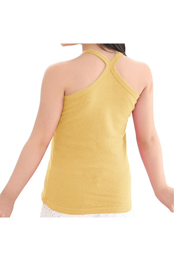 Toddler Baby Girls' Tank Tops Cotton Spaghetti Strap Scoop Neck Sleeveless T-Shirts Newborn Infant Summer Vests