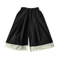 thumbnail image 1 of Lenpel Toddler Baby Girls' Wide Leg Pants Infant Elastic High Waisted Lace Hem Cropped Palazzo Pants Loose Casual Trousers with Pockets, 1 of 6