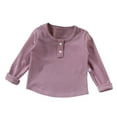 thumbnail image 1 of Lenpel Toddler Baby Long Sleeve Shirts Unisex Boys Girls Quarter Button Ribbed Knit Tops Spring Fall Blouses 6 M-10 Y, 1 of 3