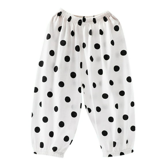 Lenpel Toddler Baby Summer Pants Unisex Girls Boys Lightweight Cotton Elastic Waisted Printed Lantern Trousers Casual Joggers