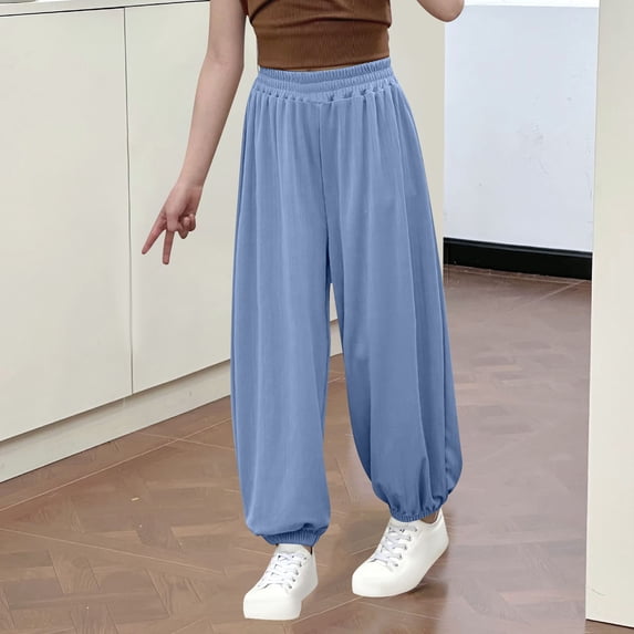Lenpel Toddler Baby Sweatpants Unisex Boys Girls Cotton Elastic High Waisted Athletic Joggers Casual Loose Lounge Pants