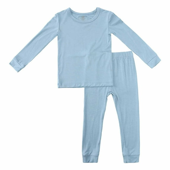 Lenpel Toddler Baby Thermal Underwear Set Unisex Solid Color Long Sleeve T Shirts Pants 2Pcs Base Layer Outfits