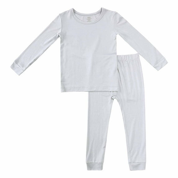 Lenpel Toddler Baby Thermal Underwear Set Unisex Solid Color Long Sleeve T Shirts Pants 2Pcs Base Layer Outfits