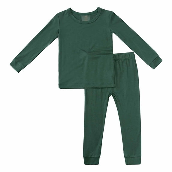 Lenpel Toddler Baby Thermal Underwear Set Unisex Solid Color Long Sleeve T Shirts Pants 2Pcs Base Layer Outfits