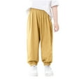 thumbnail image 1 of Lenpel Toddler Baggy Joggers Unisex Girls Boys Summer Elastic Waist Cinch Boston Pull on Pants Lightweight Casual Trousers 2-10 Y, 1 of 7