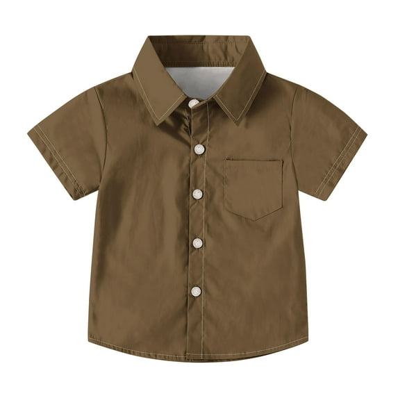 Lenpel Toddler Boys' Button down Shirts Children 2-15 Y Collared Short Sleeve Solid Color Dress Shirts Casual Formal Summer Clothes