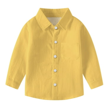 Lenpel Toddler Boys Button down Shirts Infant Long Sleeve Solid Color Spring Tops Fall Clothes for Formal 6 M-8 Y