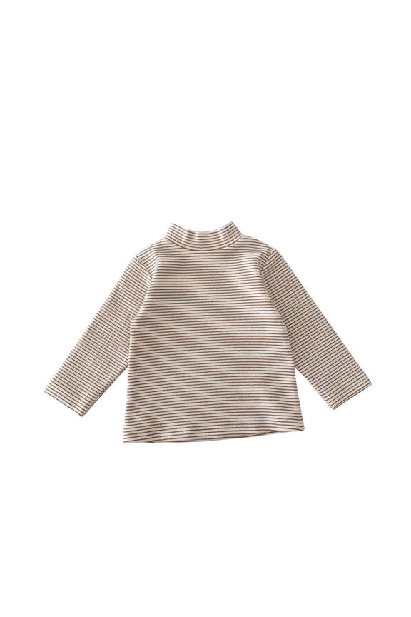 Toddler Boys Girls Fall Clothes Mock Neck Soft Cotton Long Sleeve Striped T Shirts Infant Base Layer Tops