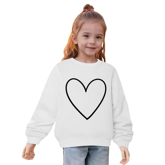 Lenpel Toddler Boys Girls' Sweatshirts Crew Neck Long Sleeve Heart Printed Casual Pullover Tops Spring Fall Outfits