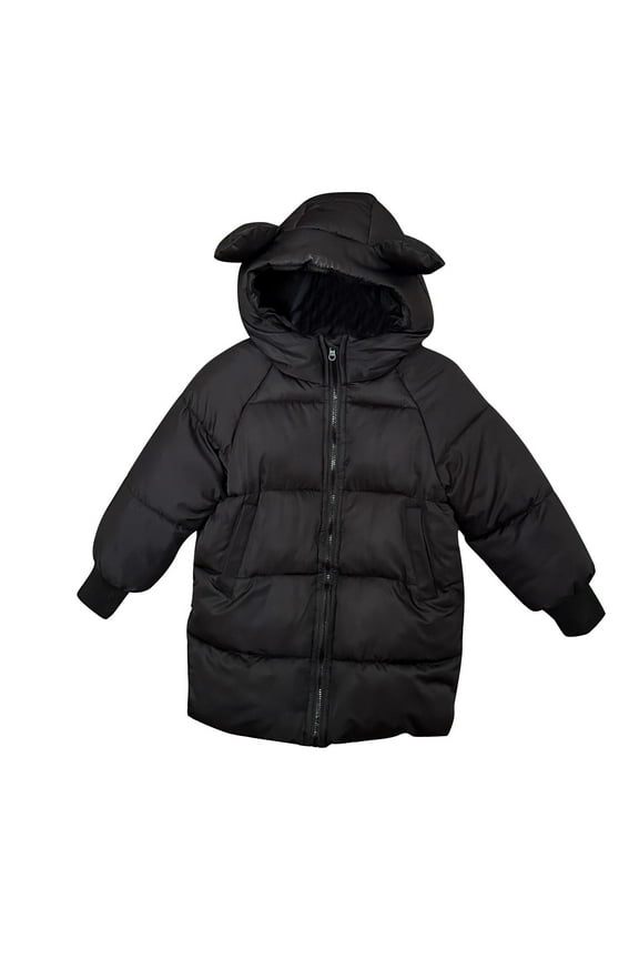 Toddler Boys Girls' Winter Coat Infant Long Zip up Hooded Thick Warm Quilted Puffer Jacket Padded down Outwear