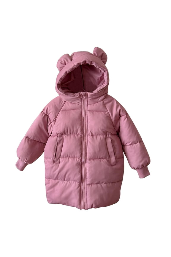 Toddler Boys Girls' Winter Coat Infant Long Zip up Hooded Thick Warm Quilted Puffer Jacket Padded down Outwear