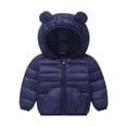thumbnail image 1 of Lenpel Toddler Girls Boys' Puffer Jackets Long Sleeve Zip up Ear Hooded Quilted Jackets Children Warm Outwear Coats with Pockets(Navy,4-5 Years), 1 of 5