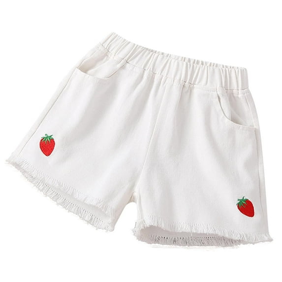 Lenpel Toddler Girls' Casual Shorts Cotton Elastic Waist Hem Printed Pull on Shorts Trendy Summer Shorts with Pockets