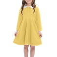 thumbnail image 1 of Lenpel Toddler Girls' Dresses Cotton Long Sleeve Doll Neck A-Line Casual Dress Baby Girl Fall Outfits for 2-12 Y, 1 of 4