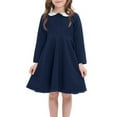 thumbnail image 1 of Lenpel Toddler Girls' Dresses Cotton Long Sleeve Doll Neck A-Line Casual Dress Baby Girl Fall Outfits for 2-12 Y, 1 of 4