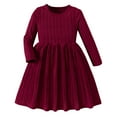 thumbnail image 1 of Lenpel Toddler Girls' Dresses Soft Crew Neck Ribbed Knit Long Sleeve Dress Fall Winter Outfits for 3-10 Years, 1 of 7