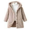 thumbnail image 1 of Lenpel Toddler Girls' Fleece Jacket Long Sleeve Button down Solid Color Soft Fuzzy Warm Coat Fall Winter Hoodies, 1 of 7