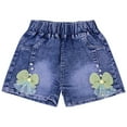 thumbnail image 1 of Lenpel Toddler Girls' Jean Shorts Elastic Waist Pull on Denim Shorts Summer Casual Shorts with Pockets 2-7 Years, 1 of 4