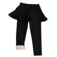 thumbnail image 1 of Lenpel Toddler Girls' Leggings Cotton Fleece Lined Solid Warm Stretchy Ruffle Skirt Pants Children Footless Tights, 1 of 5