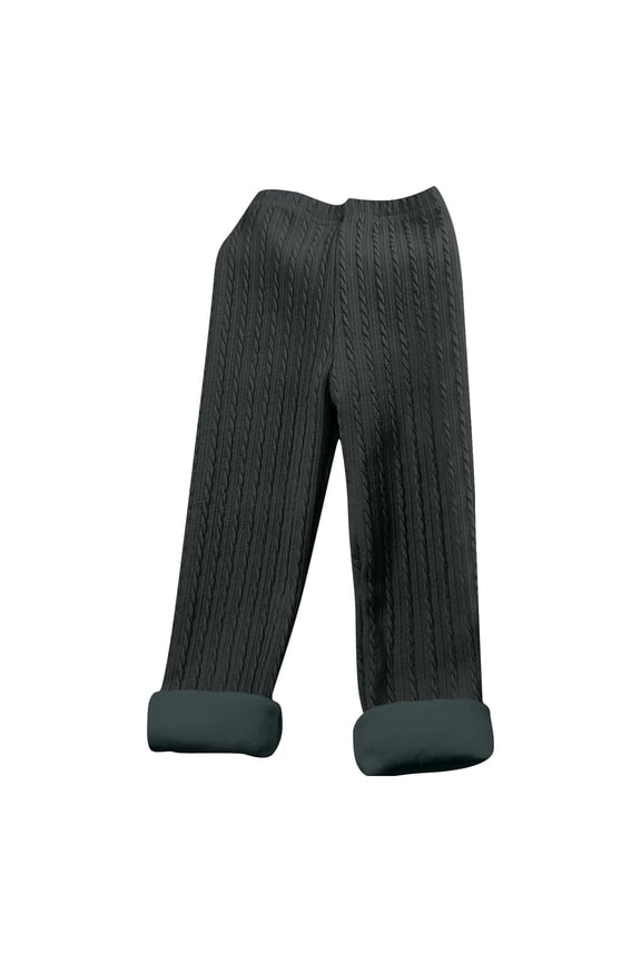 Toddler Girls' Leggings Cotton Solid Fleece Lined Cable Knit Full Length Thick Warm Pants Fall Winter Clothes