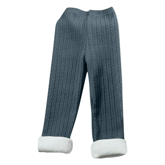 Lenpel Toddler Girls' Leggings Cotton Solid Fleece Lined Cable Knit Full Length Thick Warm Pants Fall Winter Clothes