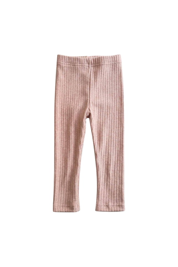 Toddler Girls' Leggings Soft Warm Solid Full Length Ribbed Knitted Footless Tights Basic Sweater Pants